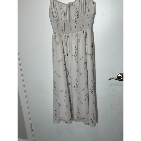 WILFRED Aritzia  Genoa White Floral Maxi Spaghetti Strap Midi  Dress  M Medium - Picture 6 of 11